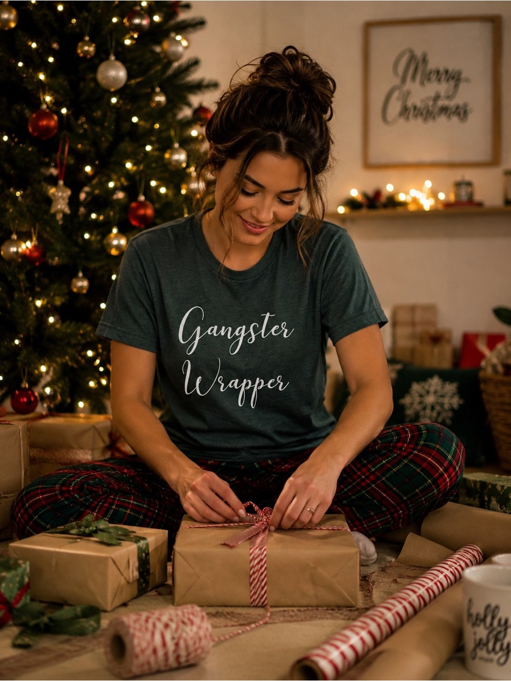 Funny Christmas Gangster Wrapper Shirt Size S
